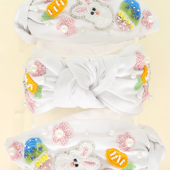 Floral Easter Bunny Top Knot Headband