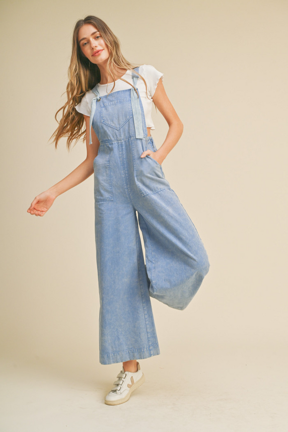 Tied Up Wide Leg Overalls