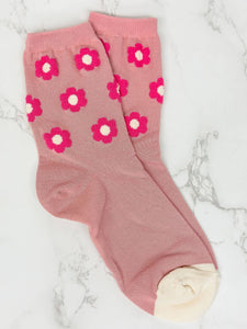 Spring Flower Crew Socks