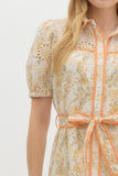 Spring Eyelet Belted Mini Dress