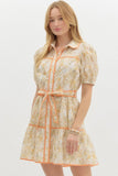 Spring Eyelet Belted Mini Dress