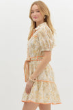Spring Eyelet Belted Mini Dress