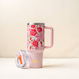 40 oz Lifestyle Flip Straw Tumbler-Rose Garden